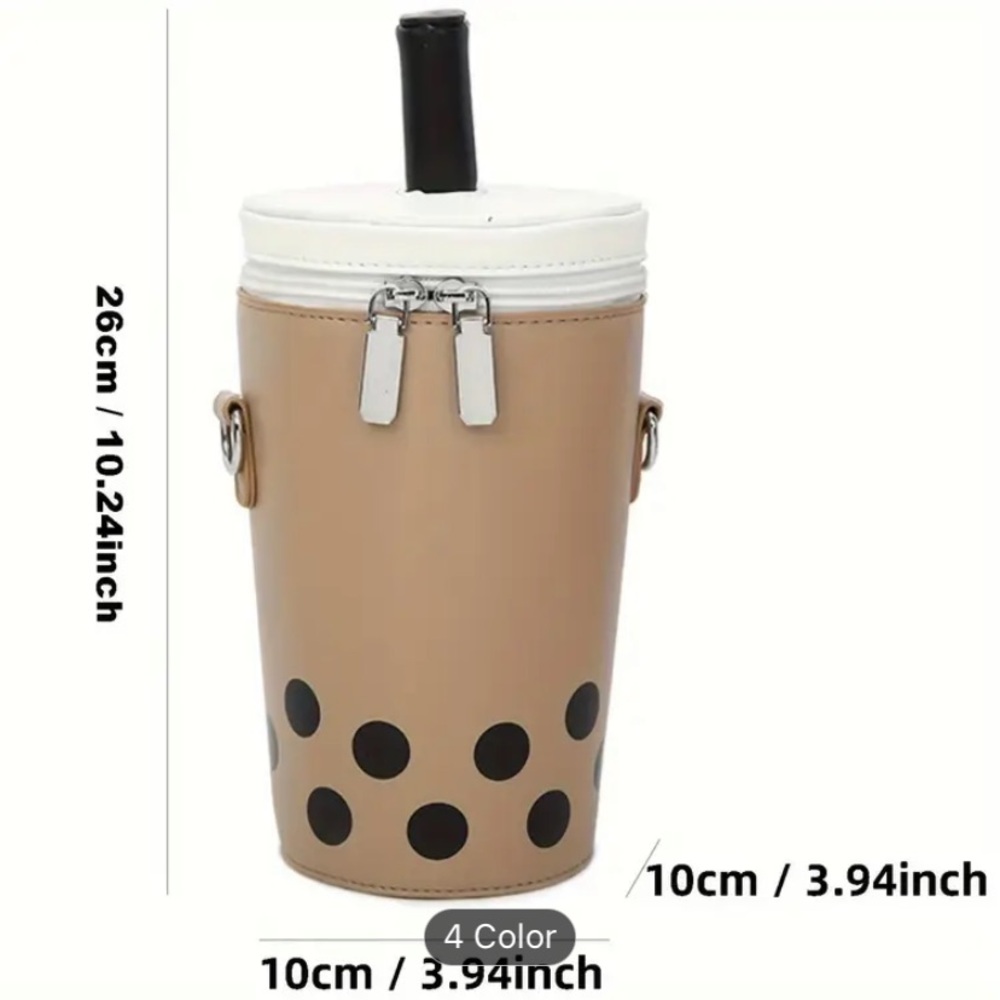 Chic Bubble Tea Crossbody Bag - Tan, Green, Purple - Picture 7 of 8